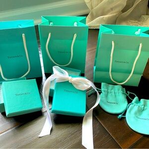 Tiffany jewelry bags, boxes, suede jewelry bags and ribbon